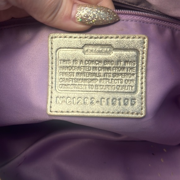 Coach Signature Hobo Bag Canvas Leather Metalic Gold Beige No.C1293-F19195 - Picture 9 of 9